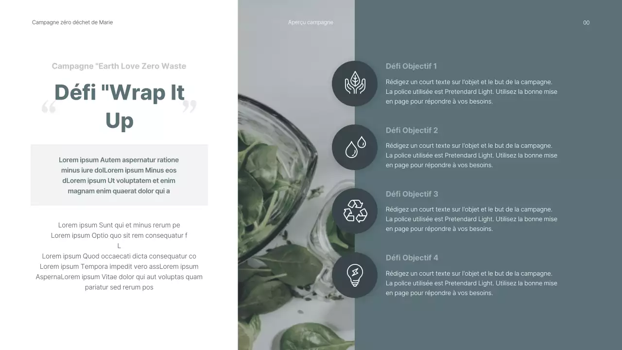 Présentation d'une campagne environnementale interne dans des tons verts apaisants