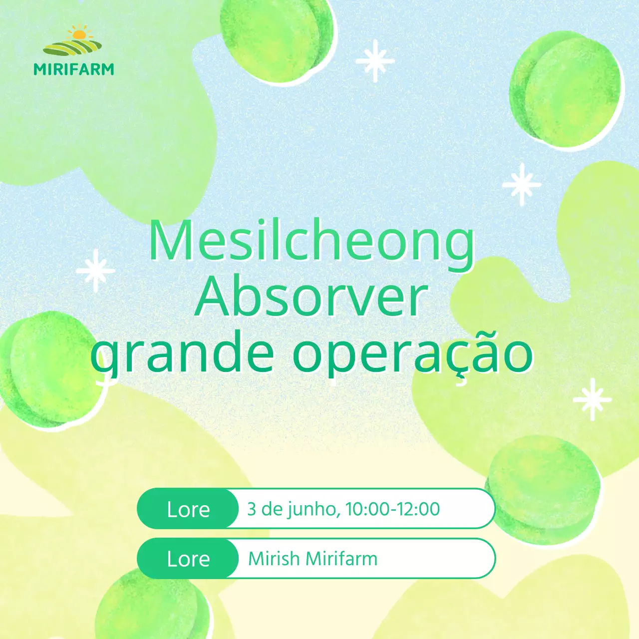 Eventos realçados com texto a verde