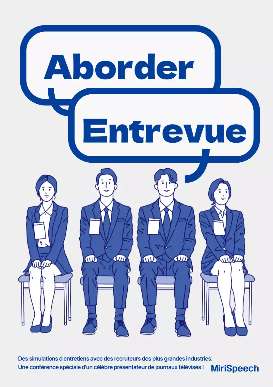 Discours d'entretien simple et illustré, bleu et gris, à l'école