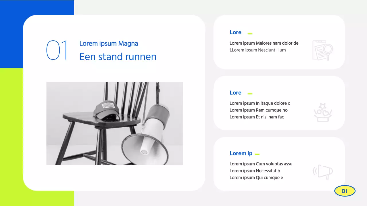 Een prachtig limoengroen en blauw supportersactiviteitenverslag