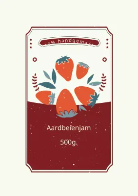 Vintage poster met aardbeienjam-etiket in rood