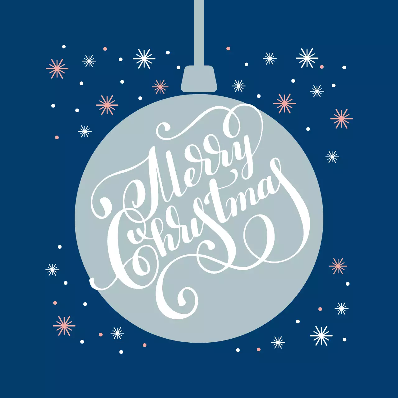 Label Ucapan Selamat Natal Bergambar Biru Abu-abu