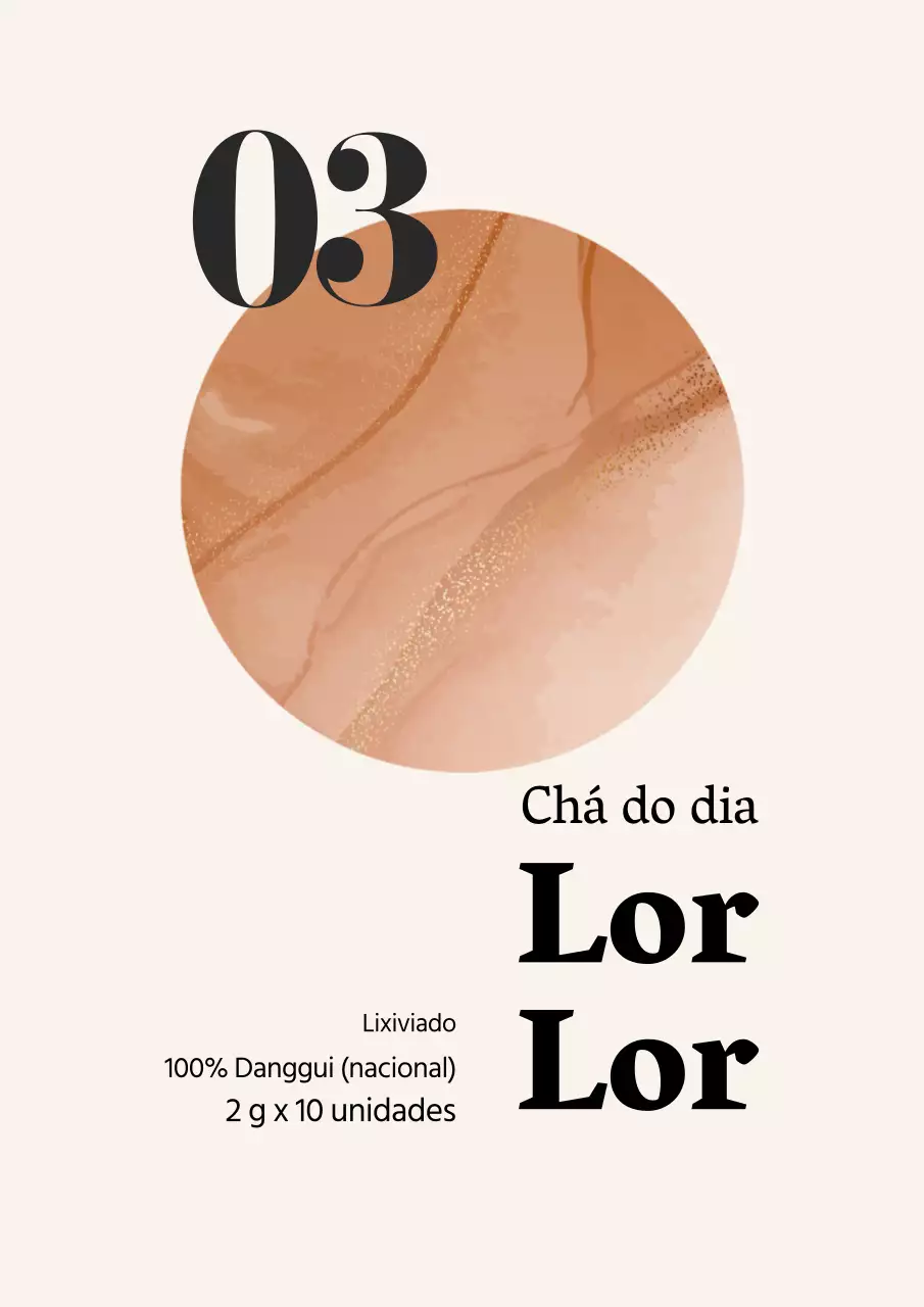Desenho simples de rótulo de saquetas de chá preto em bege