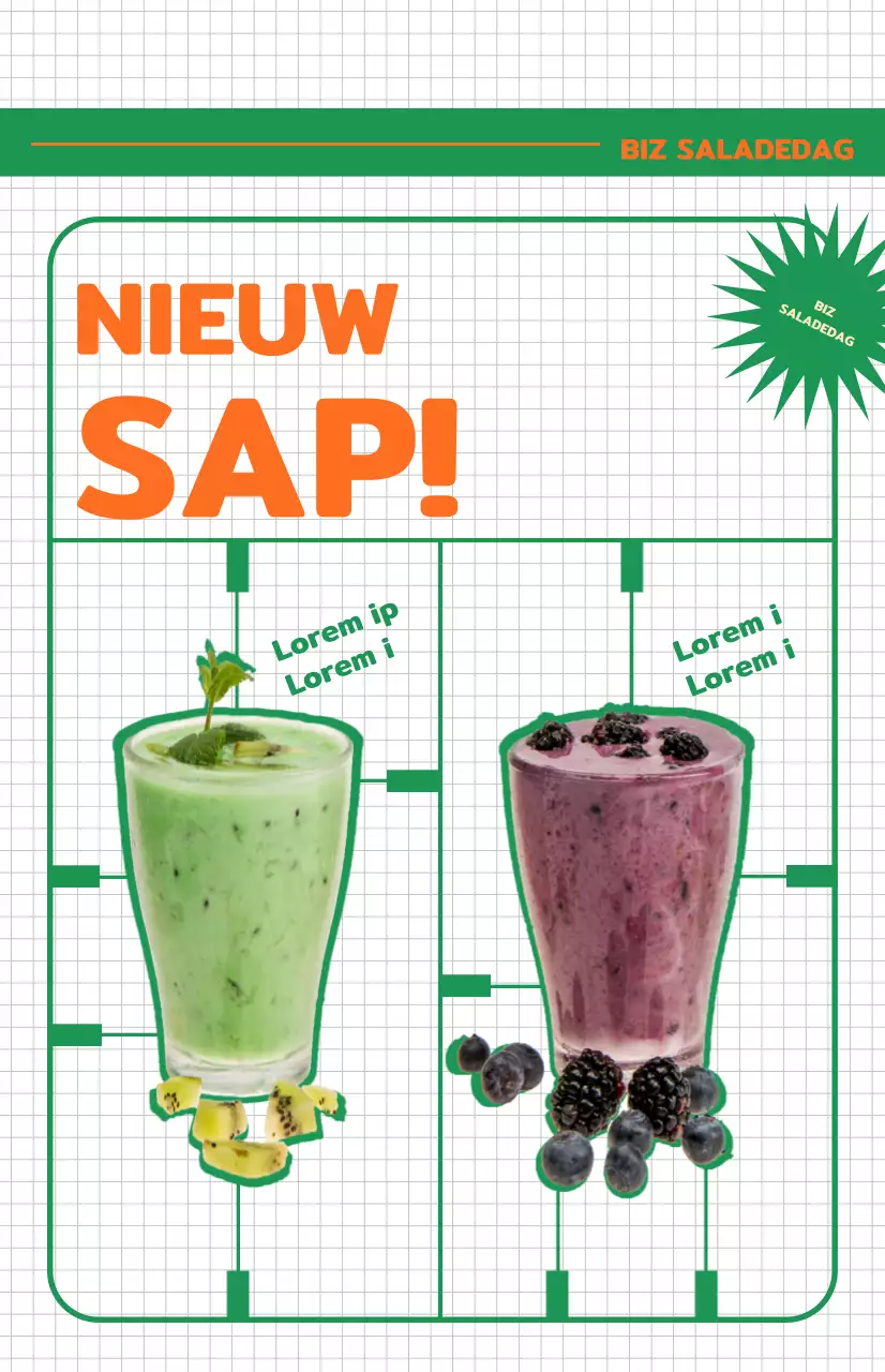 Promoot het menu van een fris uitziend saladecafé met een vlag