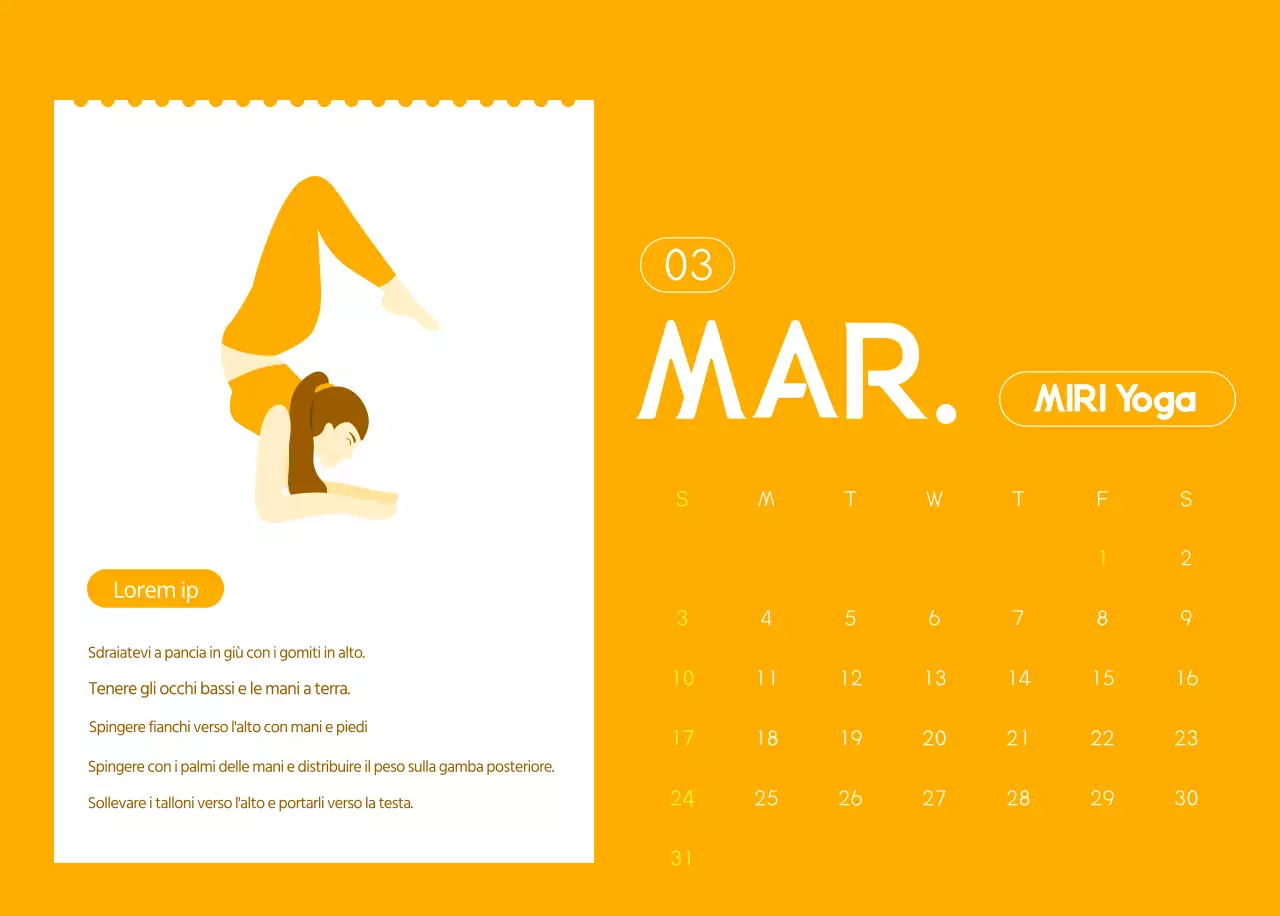 Calendari arancioni da regalare per promuovere il vostro studio di yoga