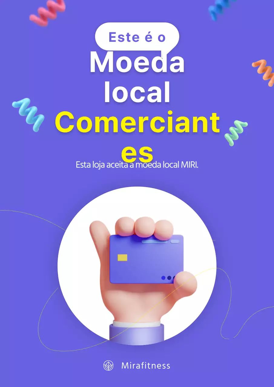 Ilustração 3D roxa e amarela do guia do comerciante da moeda local
