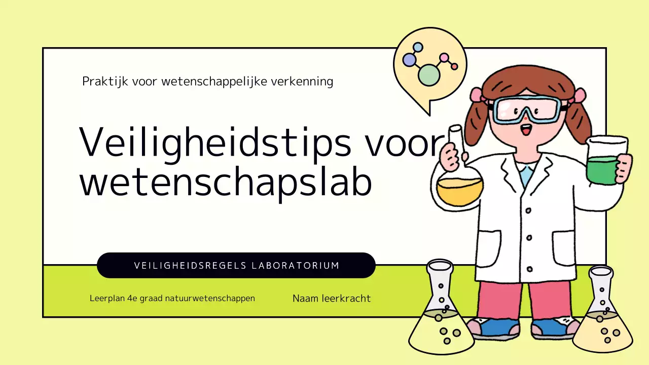 Leuke wetenschappelijke lab veiligheidstips in chartreuse en geel