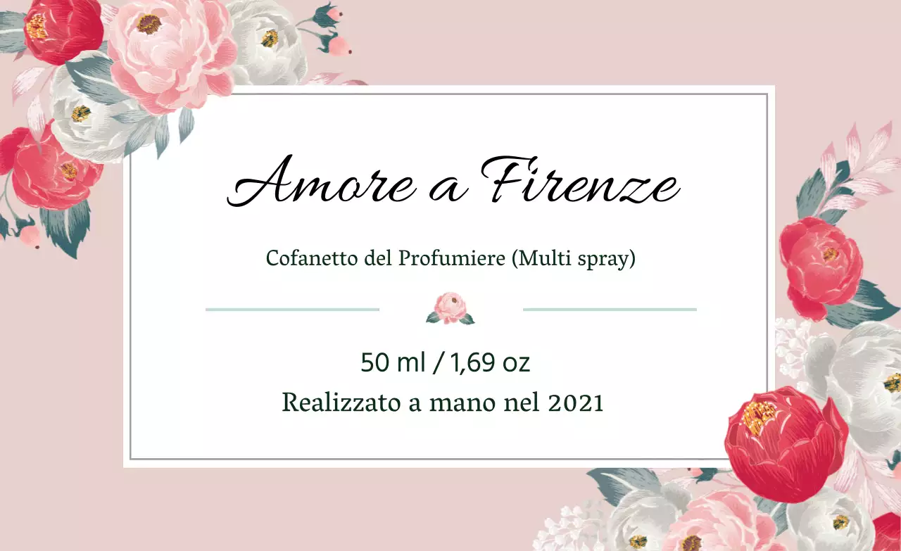 Etichetta di profumo vintage con illustrazione rosa