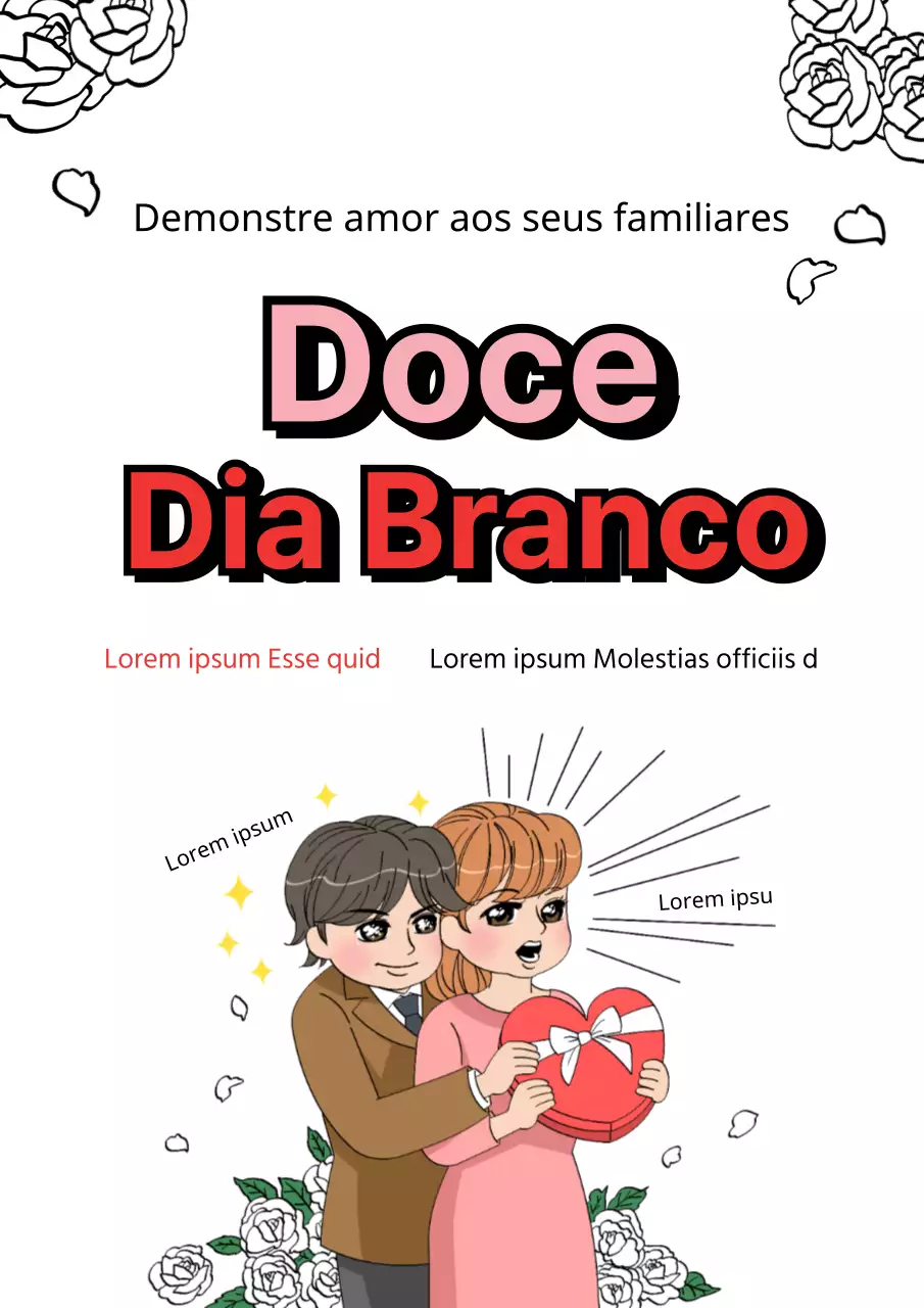 Folheto de evento do Dia Branco em branco e cor-de-rosa