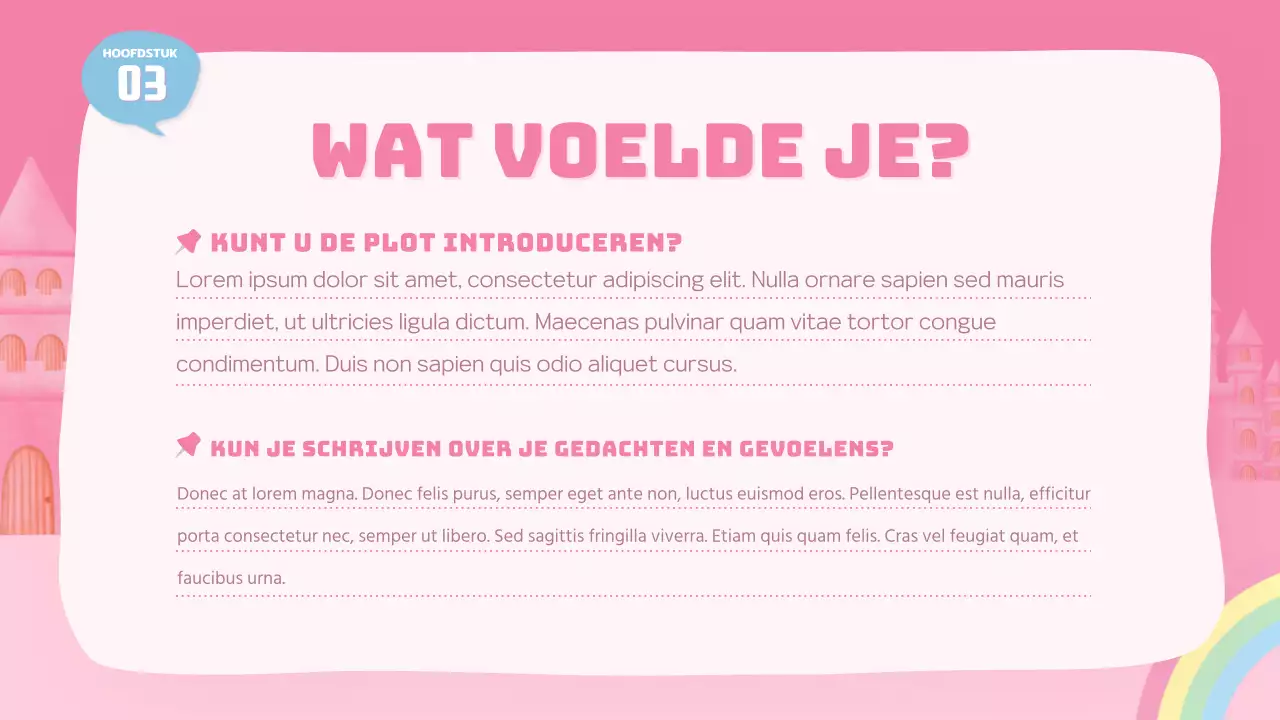 Een schattige roze prinsessen sprookjes acteerles