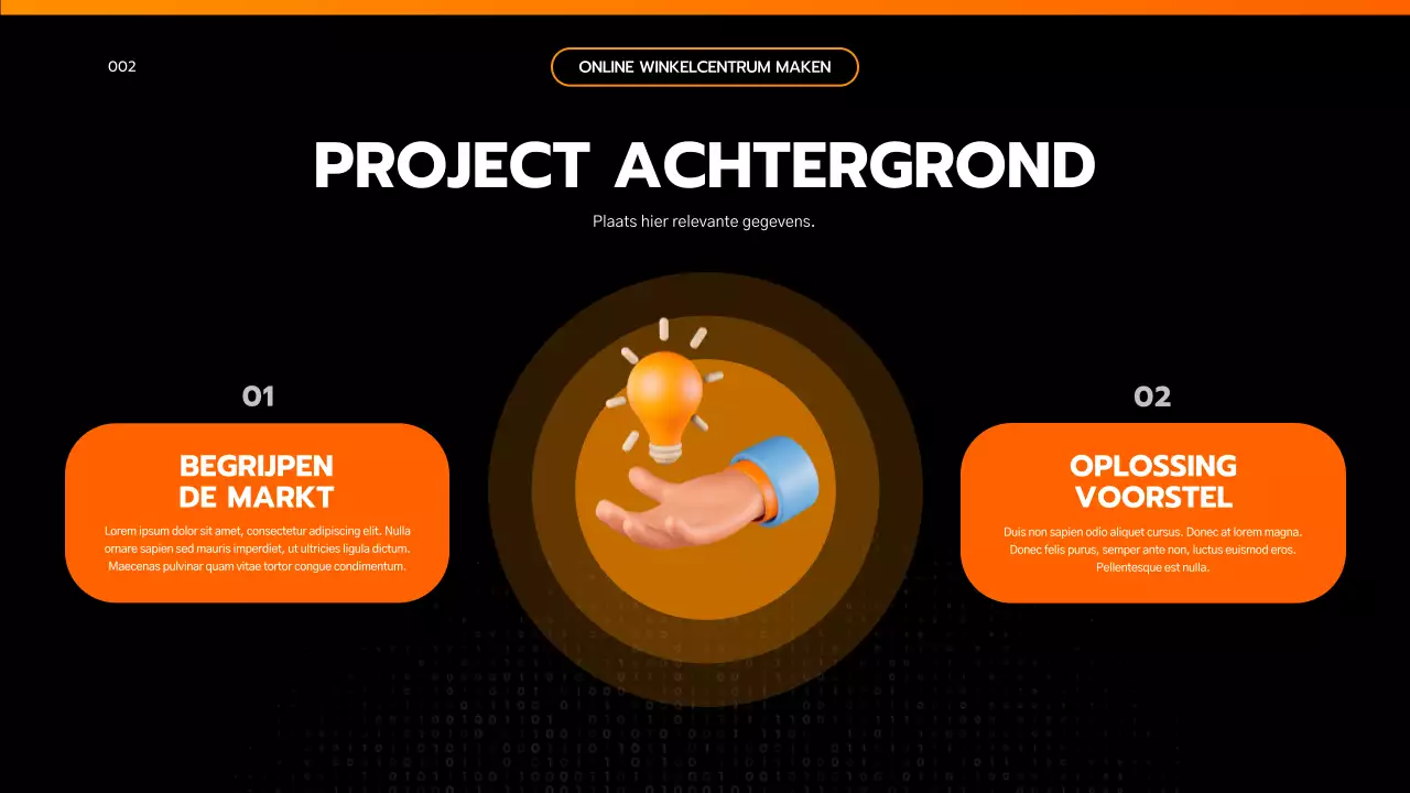 Presenteer een eenvoudige op techniek geïnspireerde projectopdracht in zwart en oranje