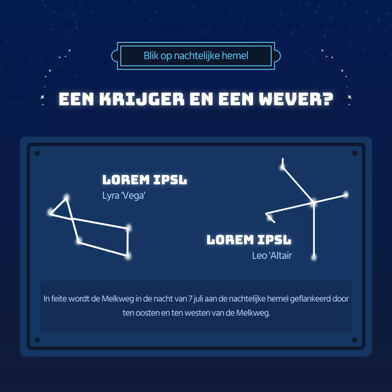 Een marineblauw en lichtblauw sterrenhemelconcept voor 7 juli