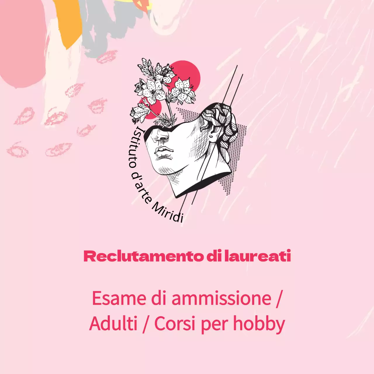 Illustrazione rosa logo arte promozione scuola