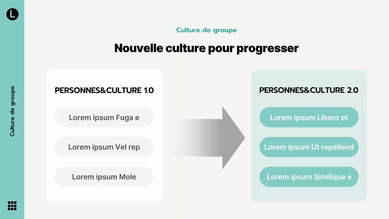 Thème moderne, gris et menthe, pour les documents d'entreprise, la déclaration de vision de l'entreprise, les célébrations et les présentations.