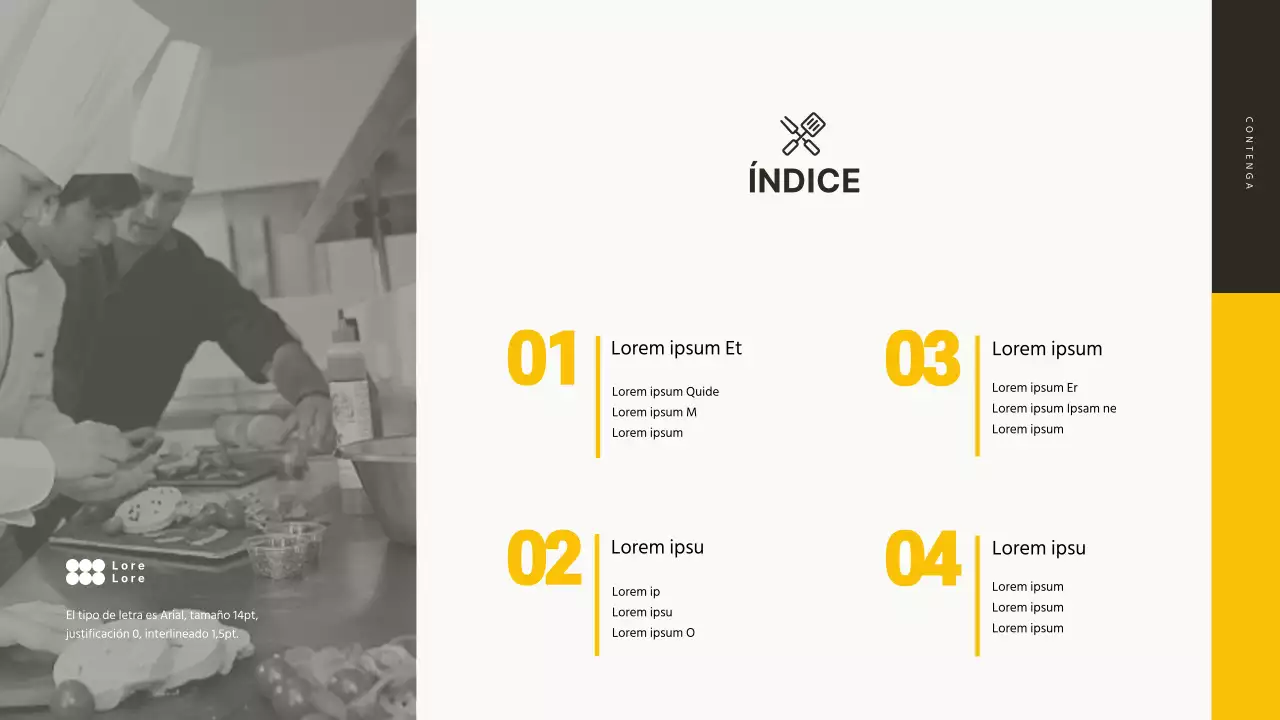 Presentar una propuesta para promocionar un nuevo producto amarillo y marrón