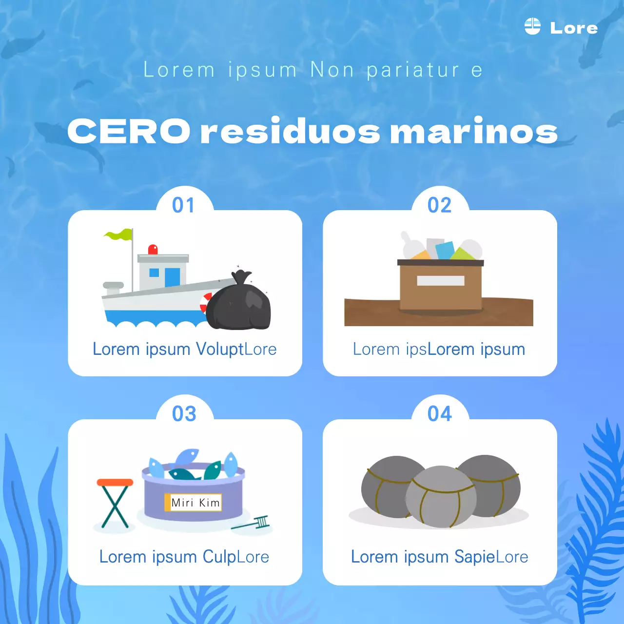 Basura marina en el mar azul Instagram feed