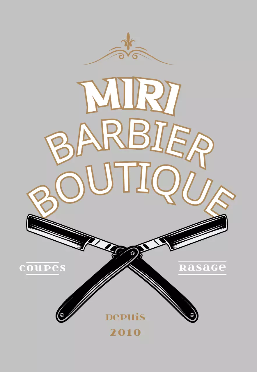 Enseigne de salon de coiffure de style vintage en gris