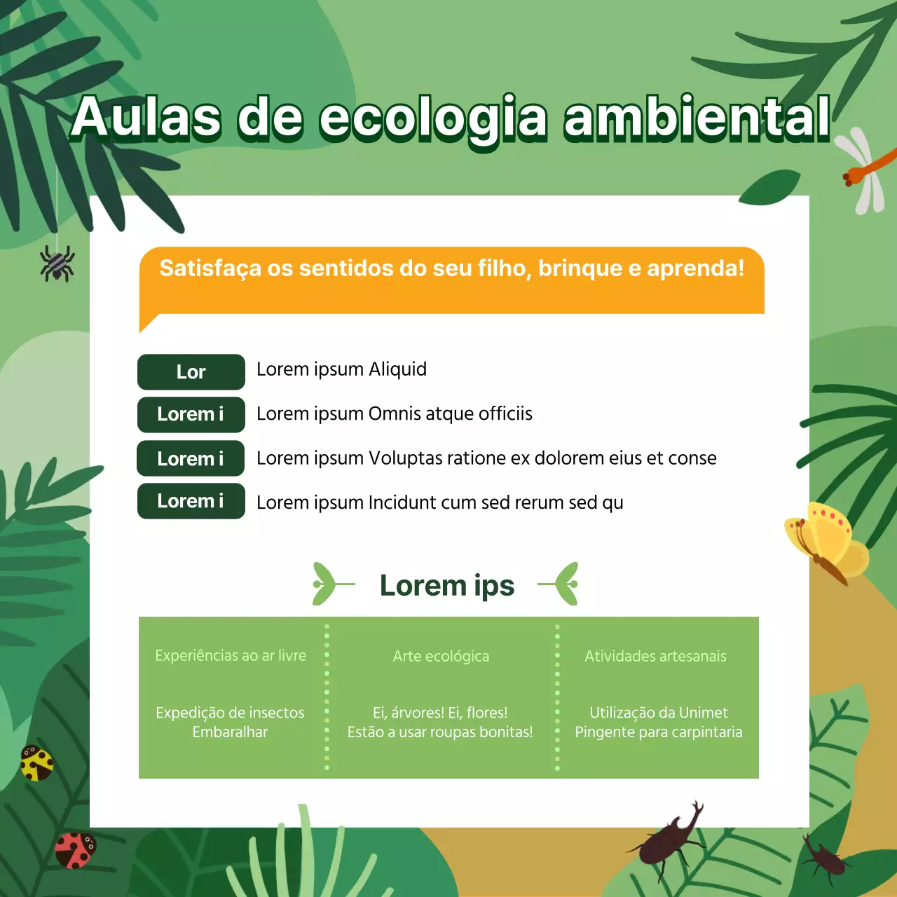 Promover programas de aprendizagem experimental ecológicos e verdes