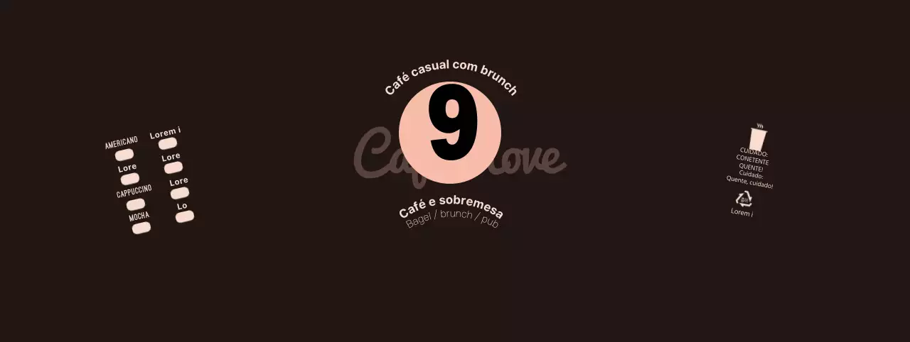 Café com símbolos pretos e cor-de-rosa