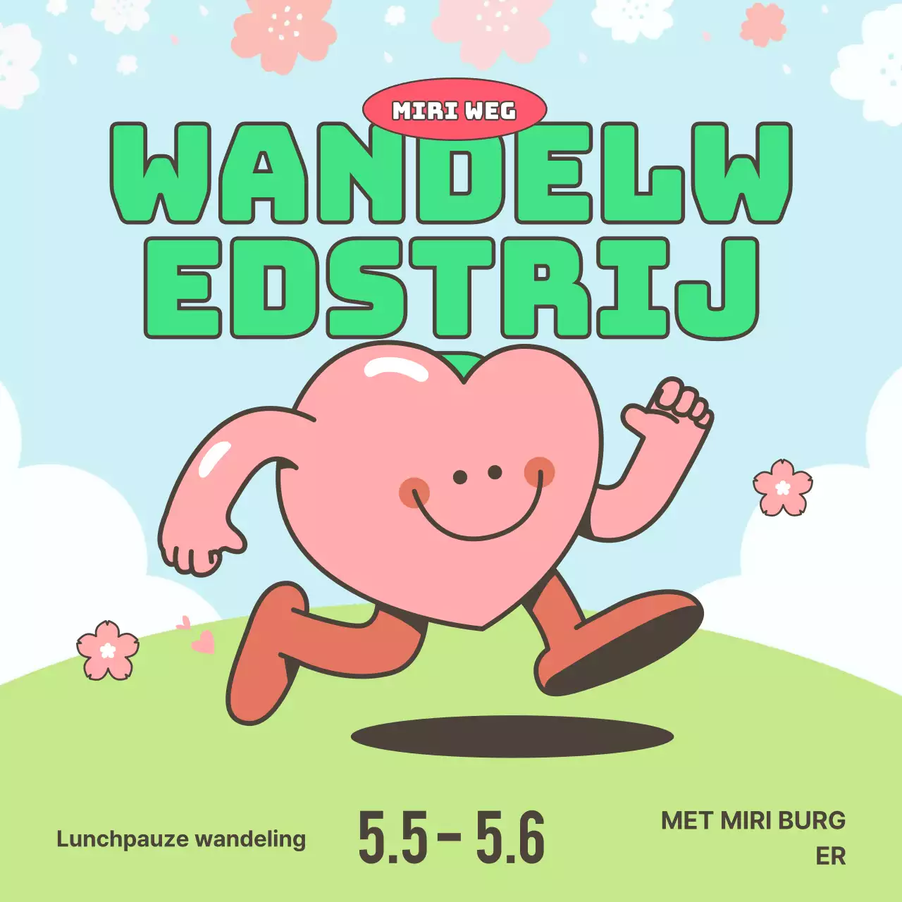 Een kitscherige lente-illustratie met een chartreuse en lichtblauwe achtergrond