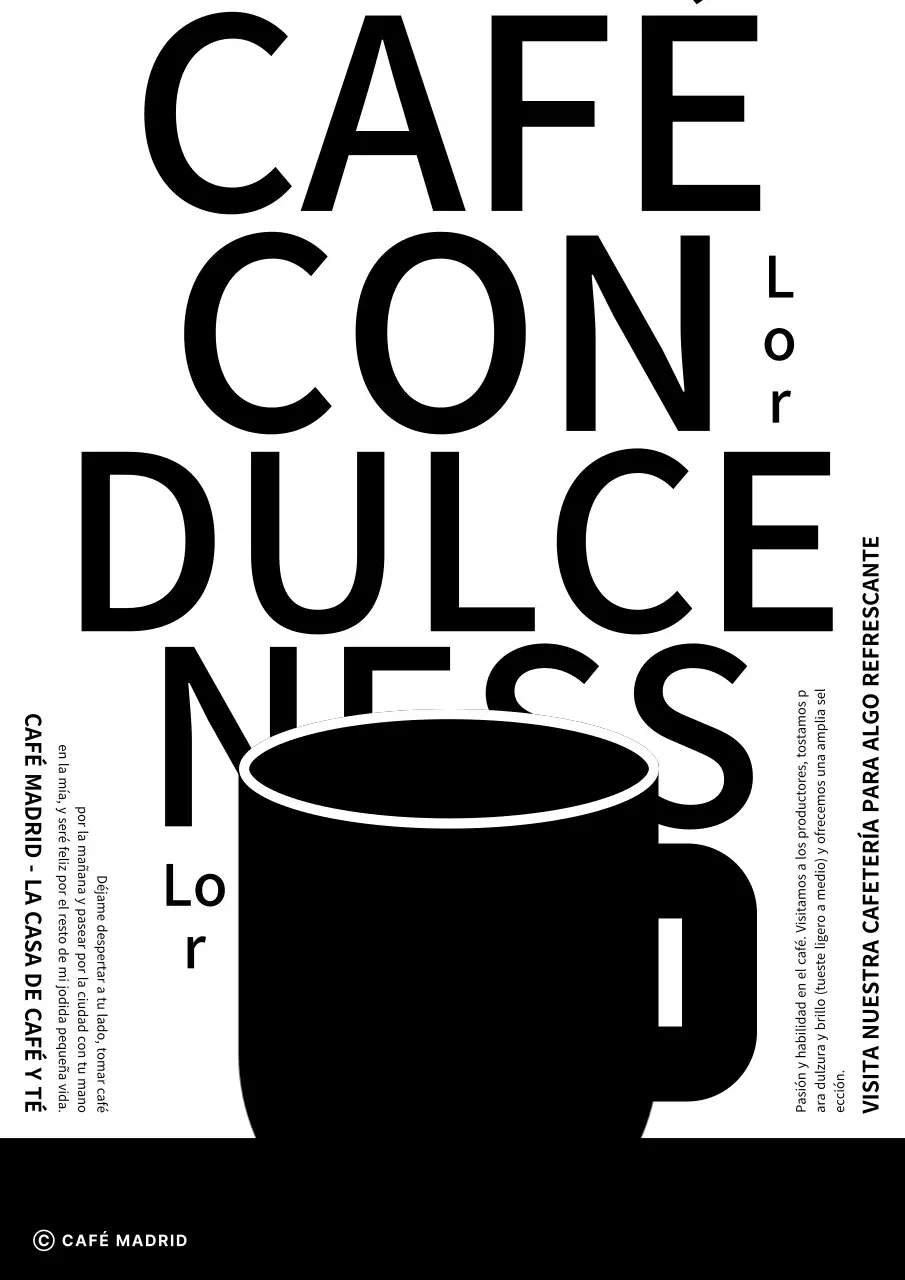 Cartel en blanco y negro de una cafetería