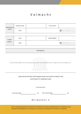 Bankvolmacht documentformulier in gele punten