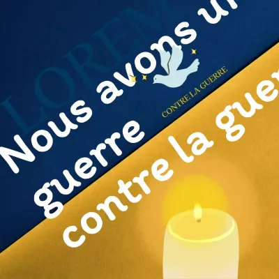 Message anti-guerre sur le thème des bougies bleues et jaunes Social MediaSquare