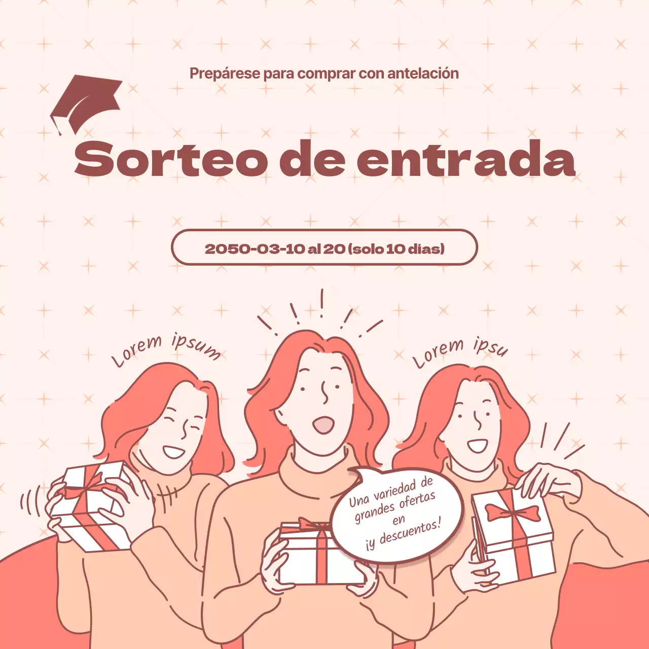 Evento de regalos de vuelta al cole con ilustración de regalo de niña rosa