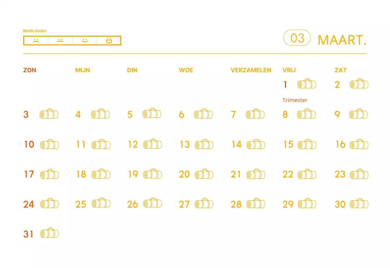 Oranje kalenders om weg te geven als je je yogastudio promoot