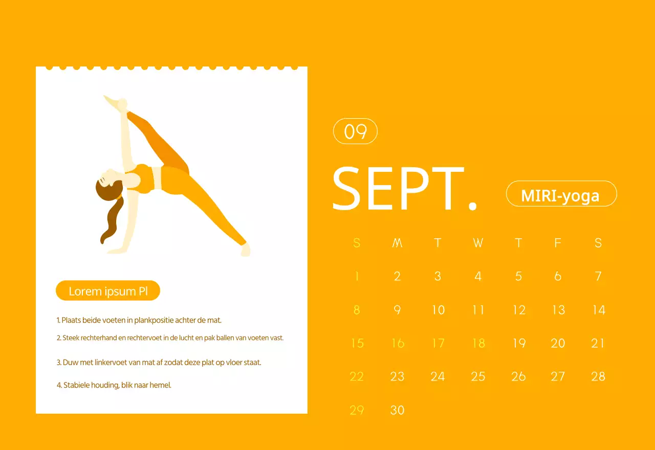 Oranje kalenders om weg te geven als je je yogastudio promoot