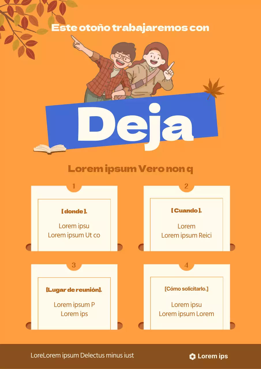 Anuncios universitarios de otoño en naranja