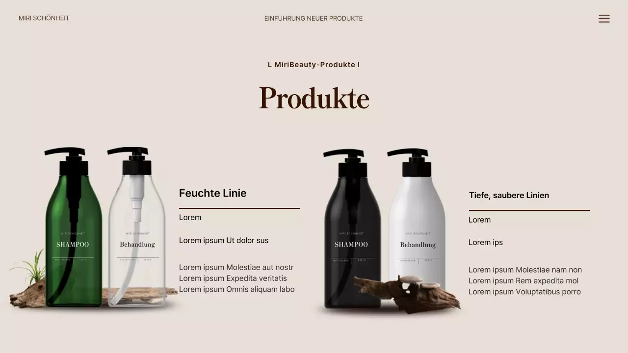 Neue Naturhaarprodukte in Grün und Beige