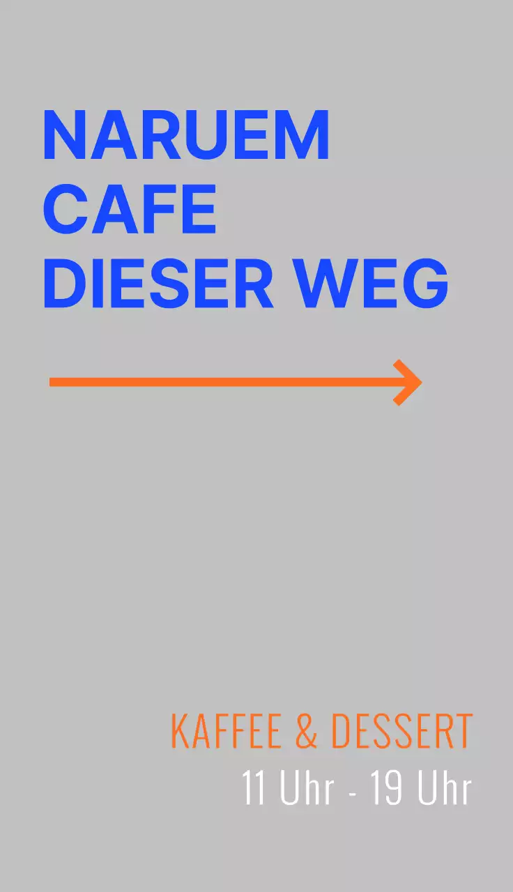 Werbung für ein blau-oranges Hipster-Café