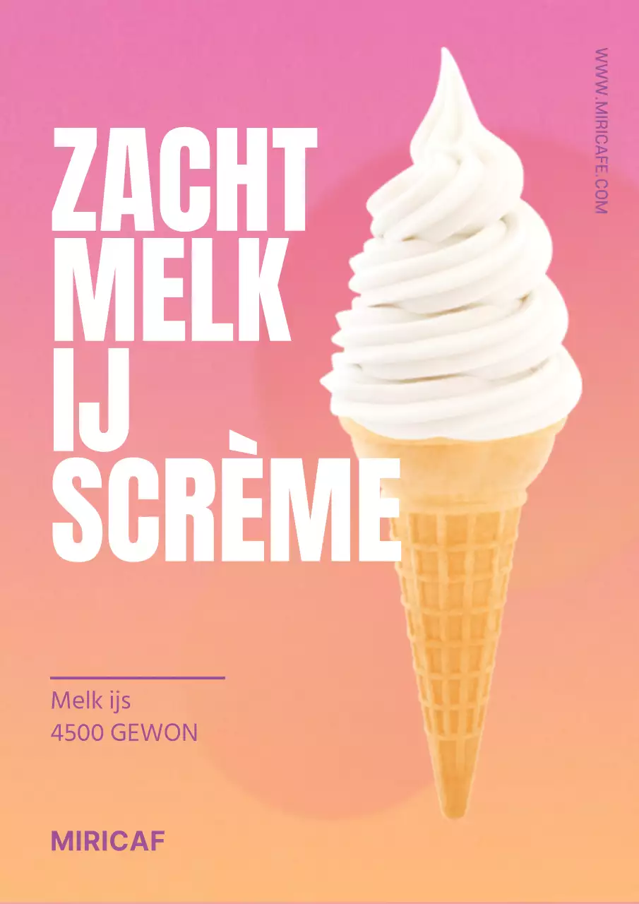 Roze oranje gradiënt zomer cafe menu ijs promotionele poster
