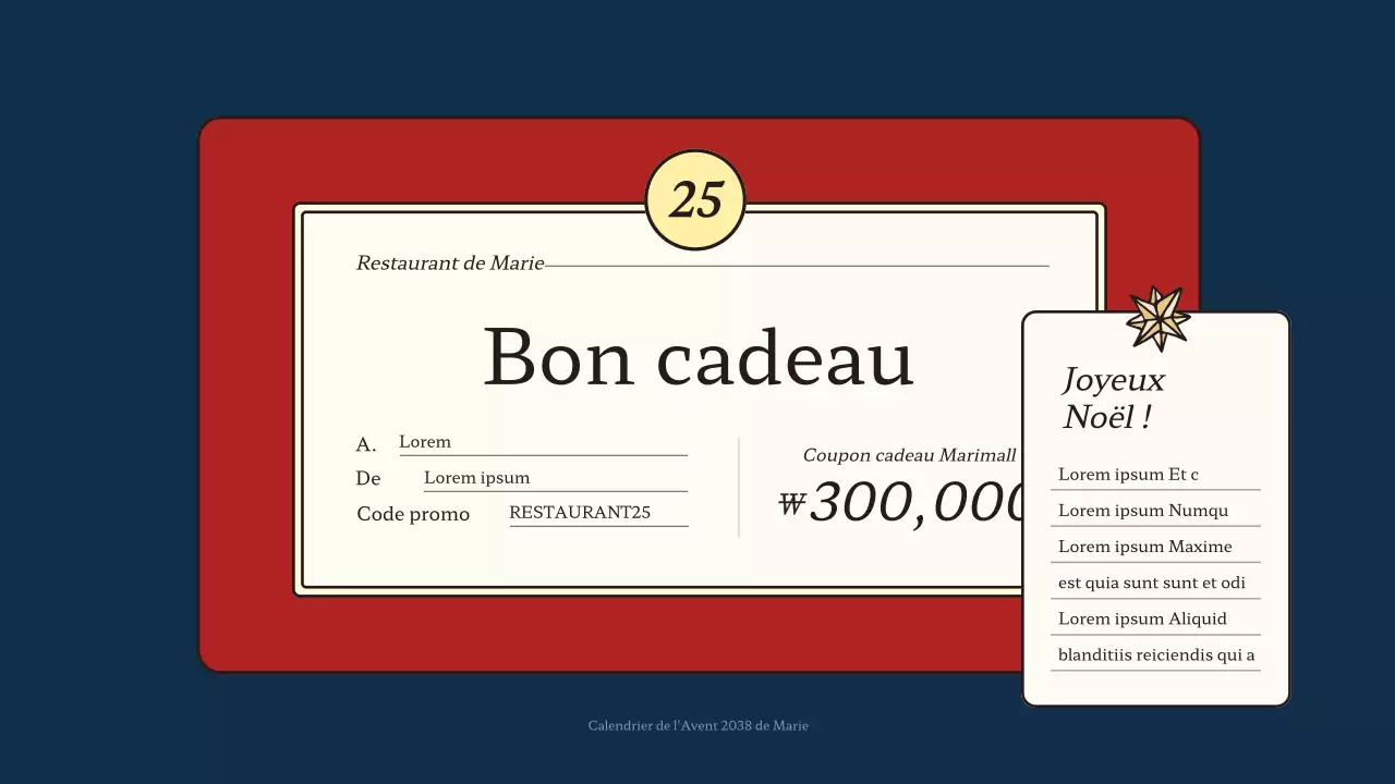 Calendrier anticipé de Noël en bleu et rouge