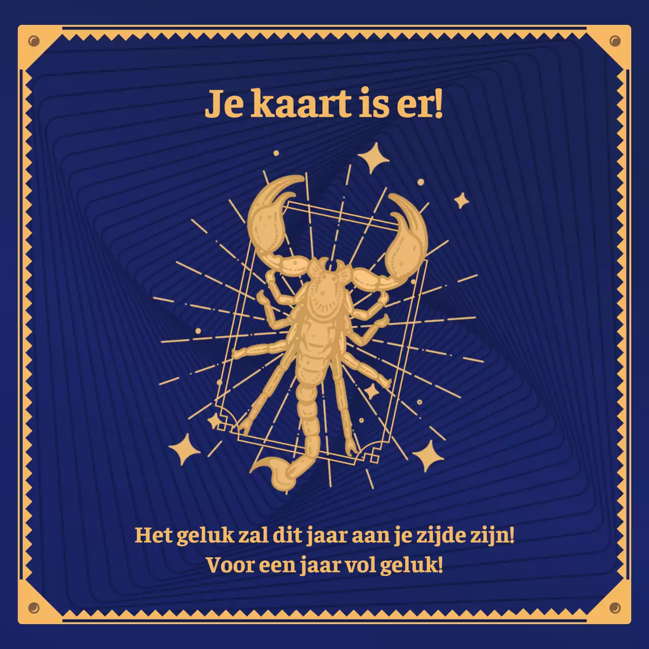 Nieuwjaarshoroscoop tarotkaart concept in marineblauw en beige