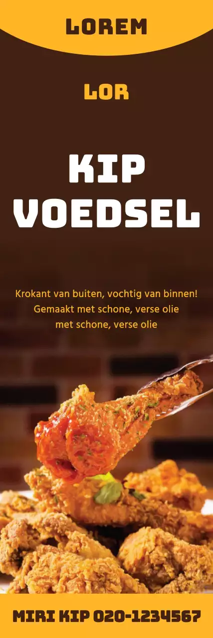 Promoot kiprestaurants met bruine en gele contrasten