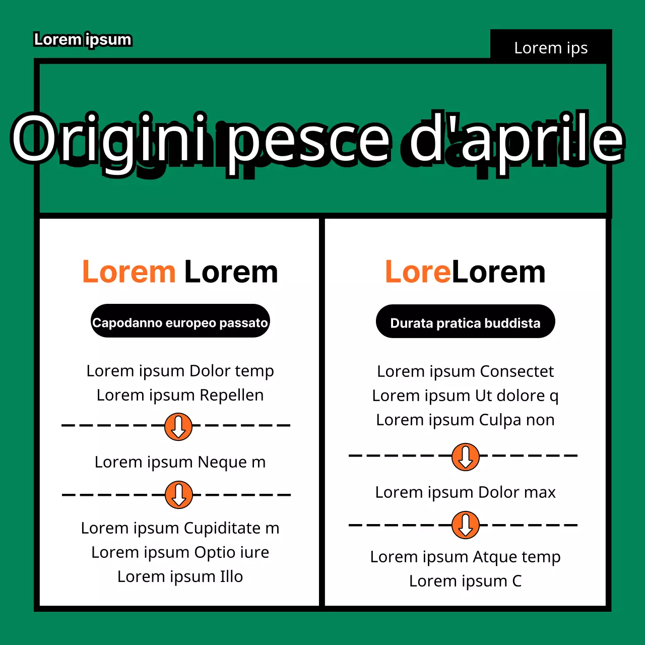 Il pesce d'aprile si nasconde TMI in una simpatica, divertente, piatta e semplice illustrazione di Pinocchio in verde e arancione.