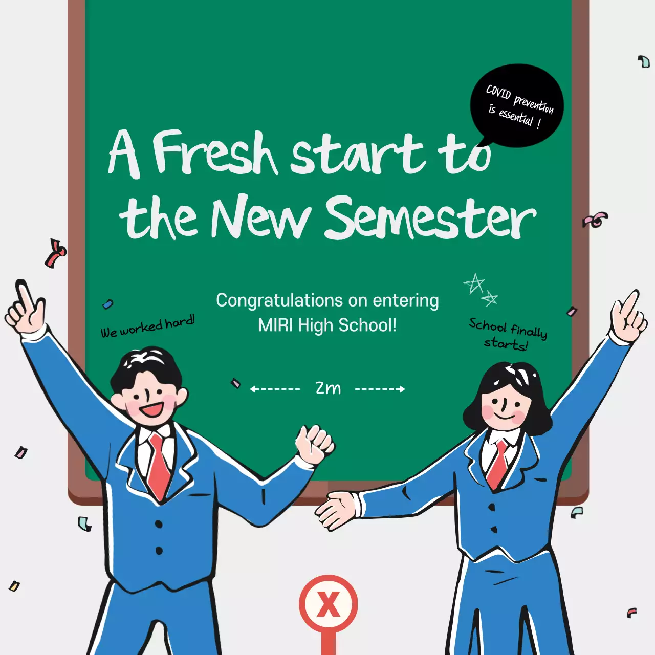 Blue Retro School Announcement Social Media Post