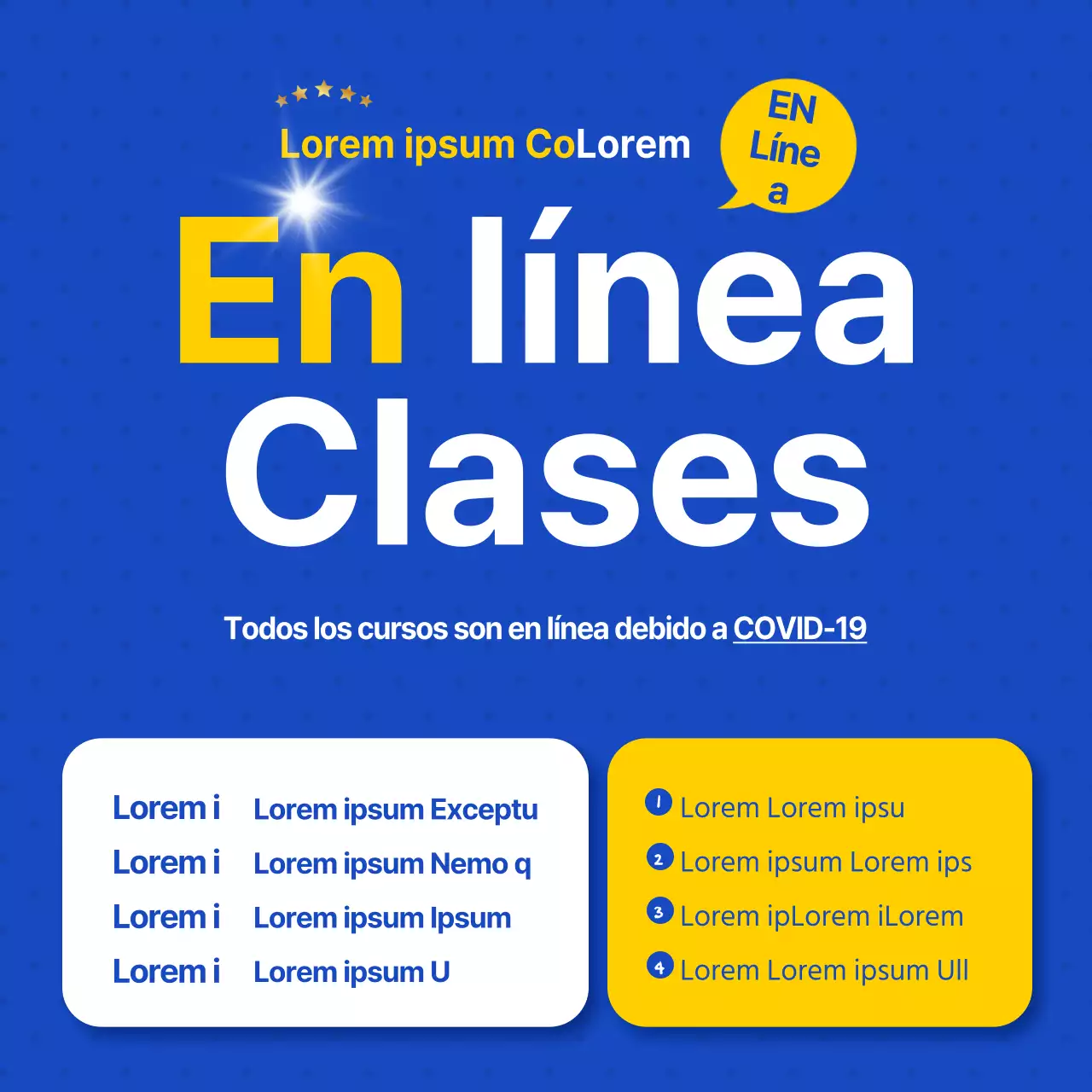Un anuncio de contratación de formación en línea limpio, azul y blanco
