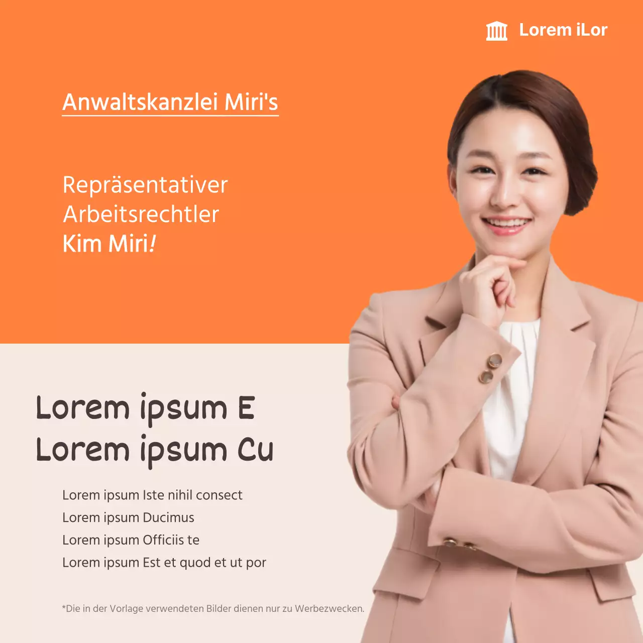 Rechtsberatungskarte in Beige-Orange News