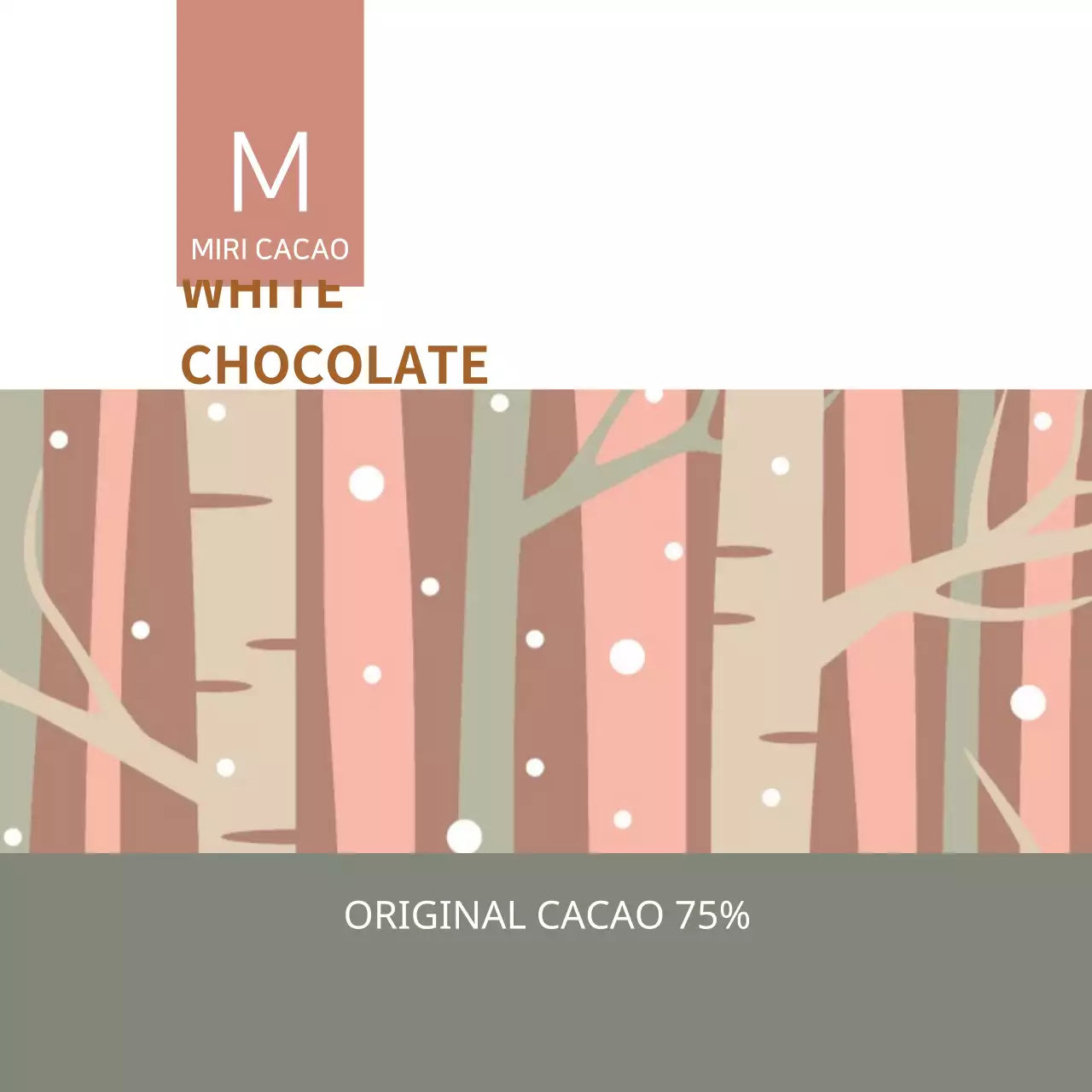 Label Teh Cokelat Panas Pola Pohon Coklat Hijau