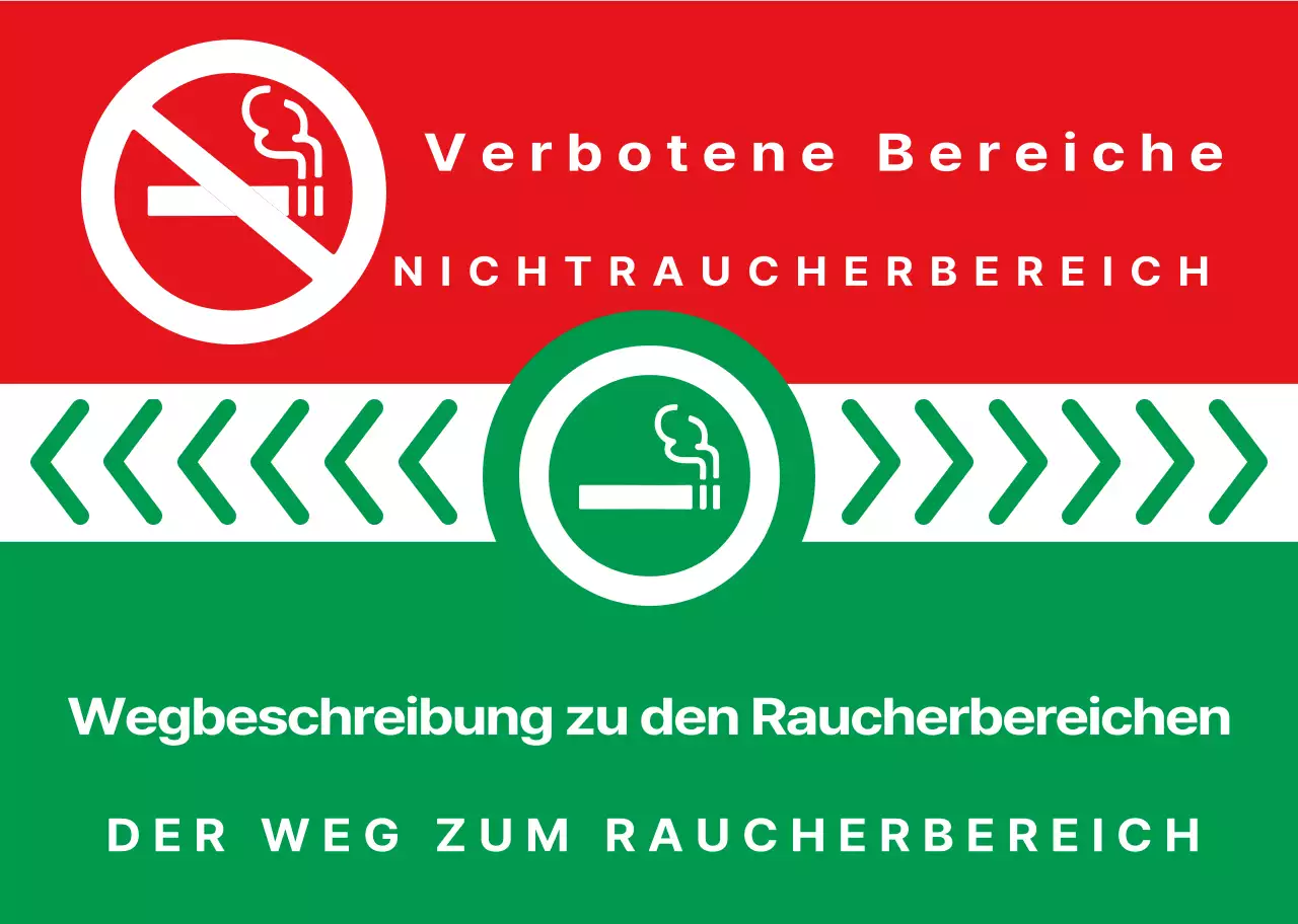 Einfache, saubere Zigaretten-Symbol und Text-Kombination in grün und rot Layout-Stil Wegbeschreibung