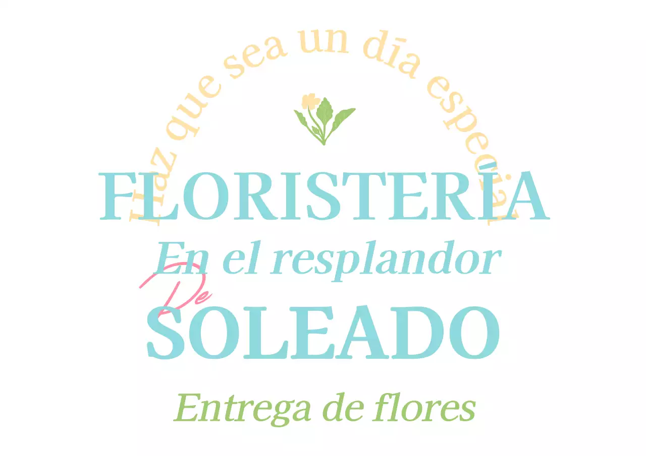 Promocionar una floristería con un concepto vintage de colores pastel con el nombre de la tienda e ilustraciones de flores.
