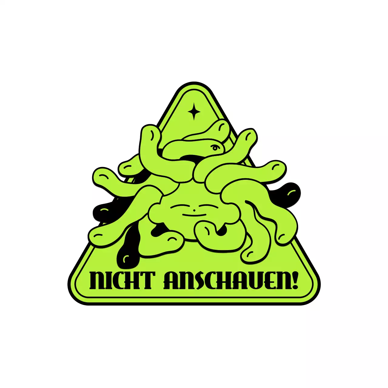 Emblem-Logo-Konzept mit niedlicher und angesagter Illustration in Lindgrün für persönliche Güter