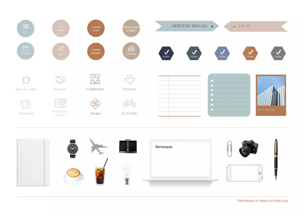 Planificateur numérique d'entreprise simple avec autocollants pour le web
