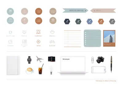 Planificateur numérique d'entreprise simple avec autocollants pour le web