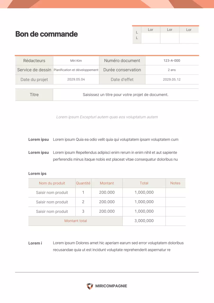Une lettre d'intention orange et beige avec un concept normal
