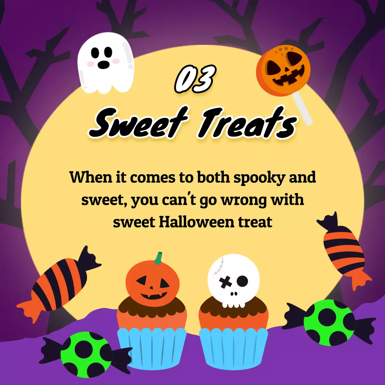 Purple Retro Halloween Announcement Social Media Post