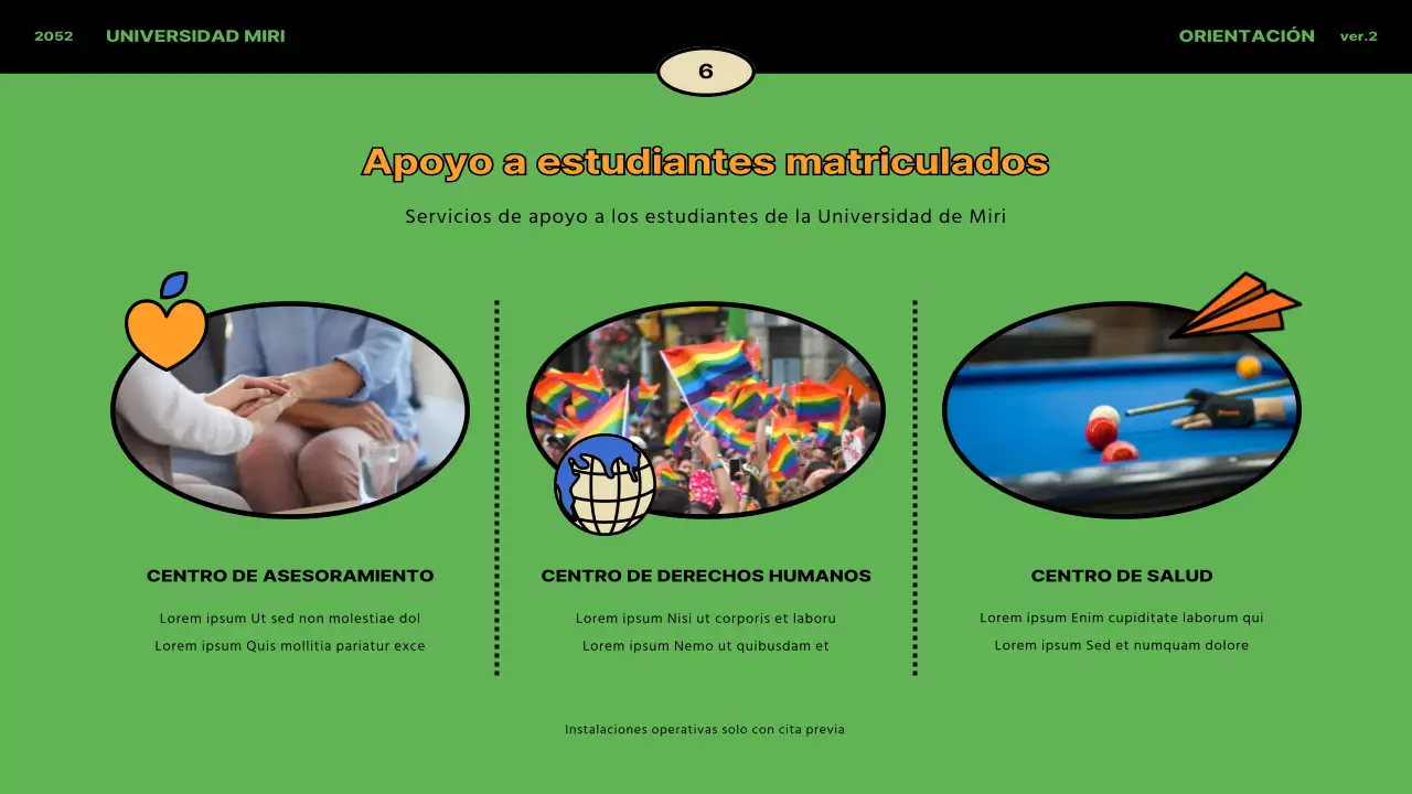 Concepto vintage en azul y naranja para la orientación de estudiantes internacionales